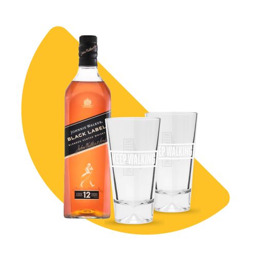 Combo Whisky Johnnie Walker Black de litro y Vasos Highball
