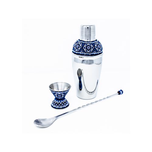 Kit coctelera Premium The Bar con arte huichol CELESTE