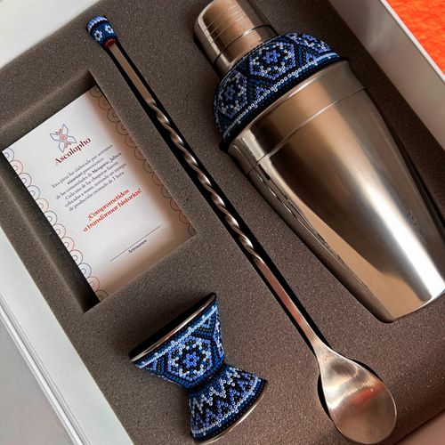 Kit coctelera Premium The Bar con arte huichol CELESTE
