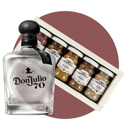 Combo: Tequila Don Julio 70 Añejo Cristalino + 5 Sales Gourmet