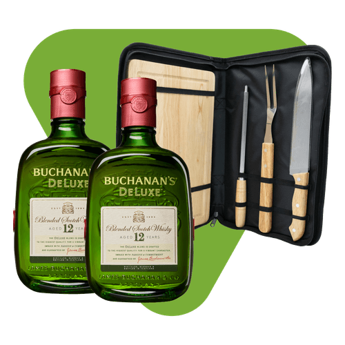 Combo: 2 Whisky Buchanan's Deluxe 12 Años 750 ml + Kit Parrillero Buchanan's 4pz