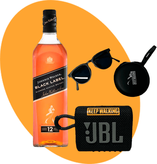 Combo: Lentes de sol pegable + Bocina JBL + Johnnie Walker Black Label 750 ml